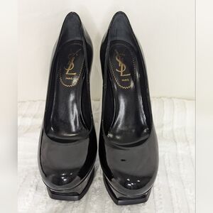 YSL Black Patent Leather Heels. Size:  37